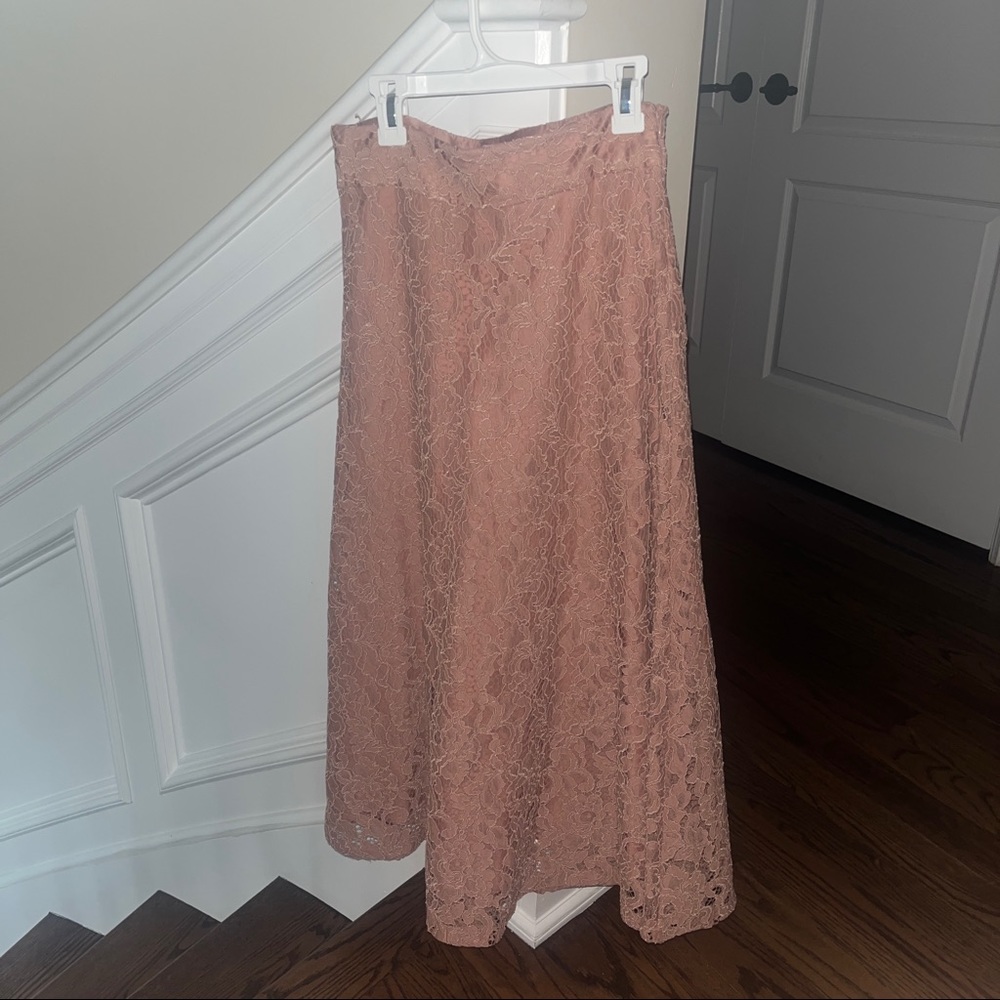 Modest Zara Pink Lace Maxi Skirt